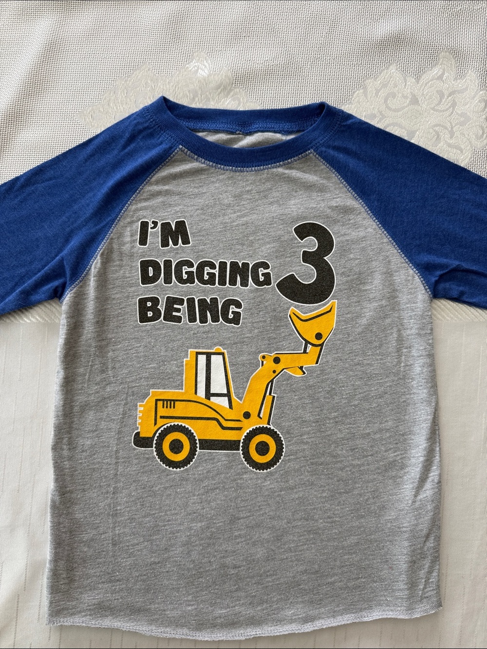 Birthday Kids 3T Construction Truck Graphic Tee - Blue & Gray